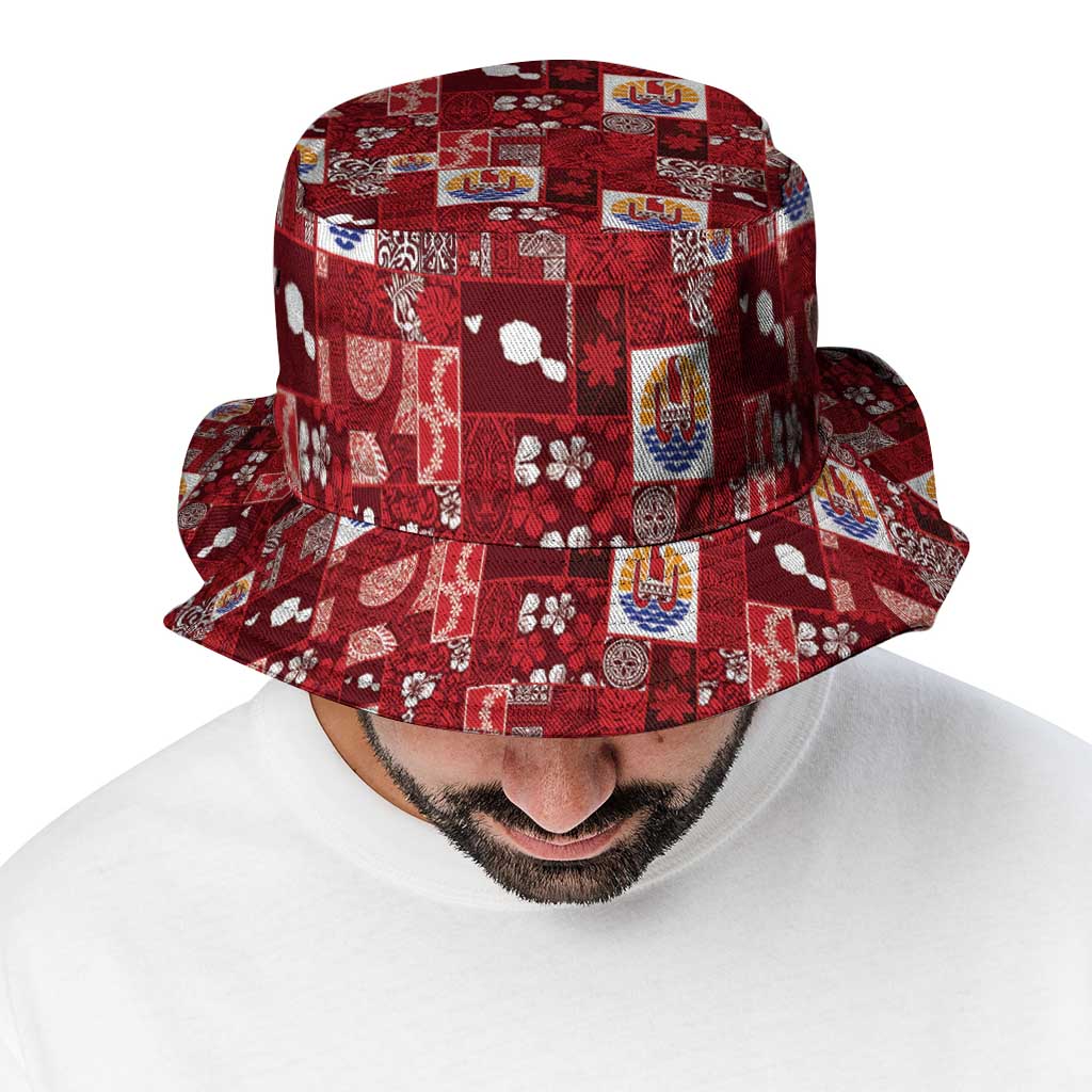 Tahiti Oaoa I Teie Noera Bucket Hat Pacific Patchwork Xmas Vibes - Polynesian Pride