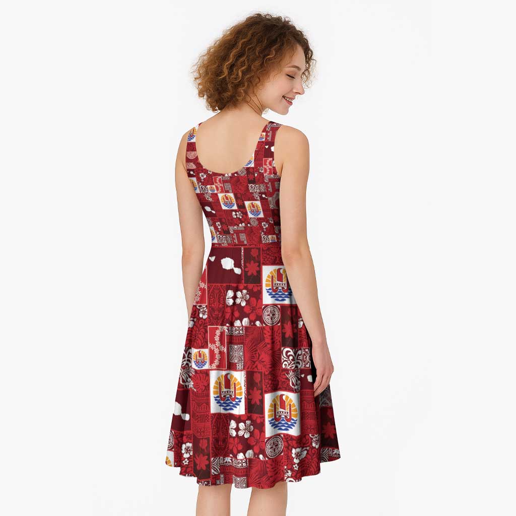 Tahiti Oaoa I Teie Noera Midi Dress Pacific Patchwork Xmas Vibes - Polynesian Pride