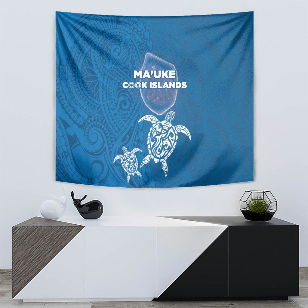 Cook Islands Ma'uke Atoll Tapestry Maori Turtle and Polynesian Pattern LT03 Blue - Polynesian Pride