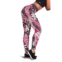 Tarona Tahiti Tiare Monstera Leggings Polynesian Pattern Curve Style - Polynesian Pride