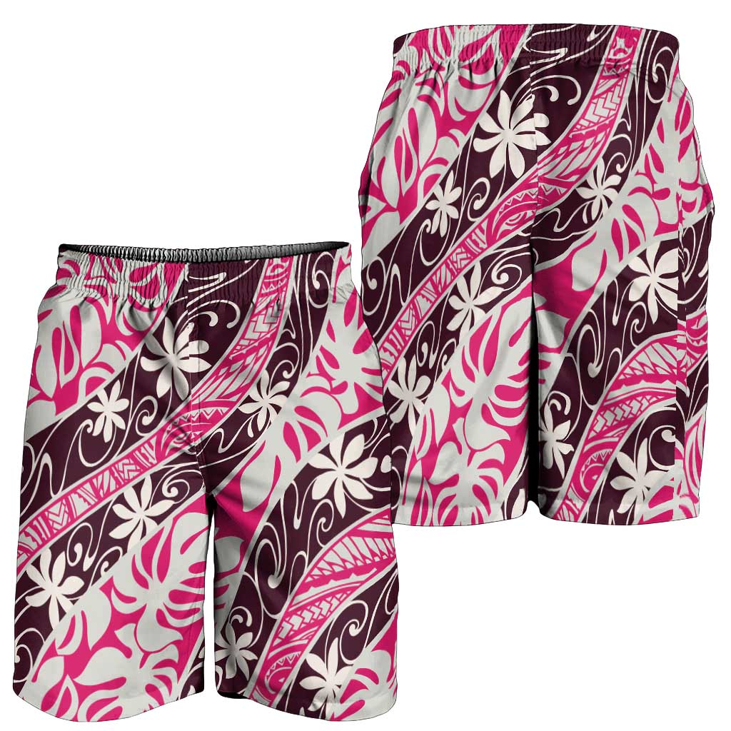 Tarona Tahiti Tiare Monstera Shorts for Men Polynesian Pattern Curve Style LT01 - Polynesian Pride