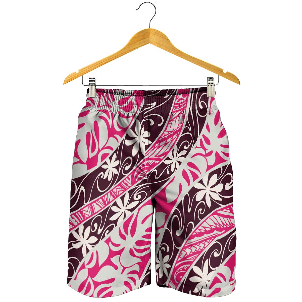 Tarona Tahiti Tiare Monstera Shorts for Men Polynesian Pattern Curve Style LT01 - Polynesian Pride