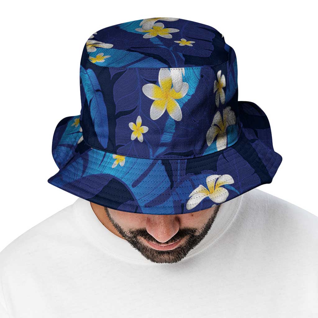 Teal Purple Banana Leaf Hawaii Bucket Hat Lau Maia Plumeria Tropical Summer Vibes LT14 - Polynesian Pride
