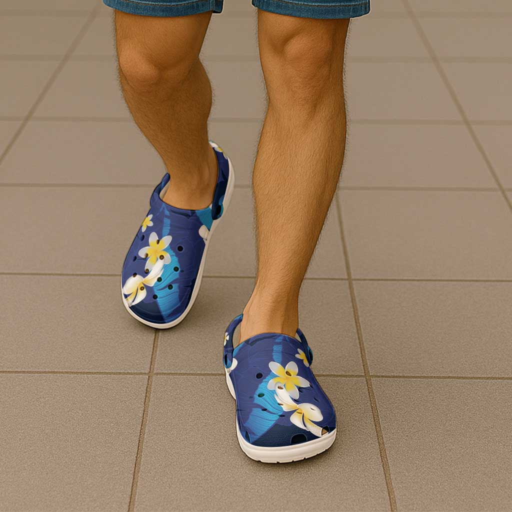 Teal Purple Banana Leaf Hawaii Clogs Shoes Lau Maia Plumeria Tropical Summer Vibes LT14 - Polynesian Pride