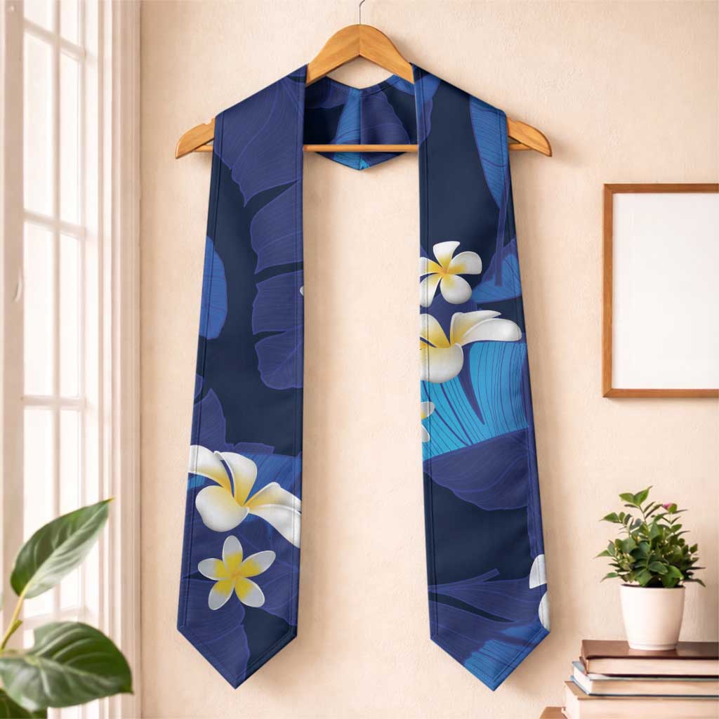 Teal Purple Banana Leaf Hawaii Graduation Stole Lau Maia Plumeria Tropical Summer Vibes LT14 One Size Teal Purple - Polynesian Pride