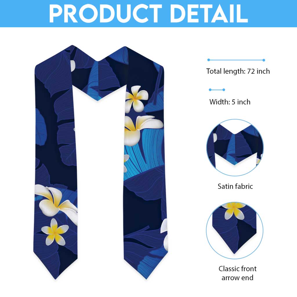Teal Purple Banana Leaf Hawaii Graduation Stole Lau Maia Plumeria Tropical Summer Vibes LT14 - Polynesian Pride