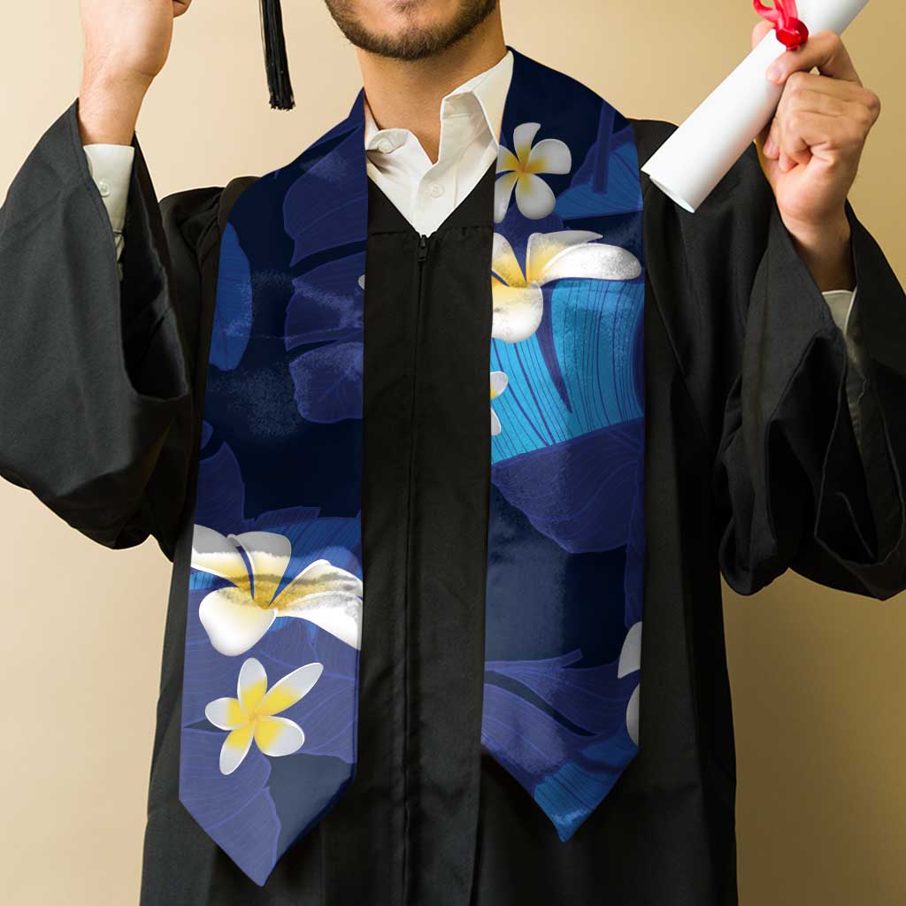 Teal Purple Banana Leaf Hawaii Graduation Stole Lau Maia Plumeria Tropical Summer Vibes LT14 - Polynesian Pride