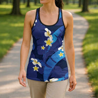 Teal Purple Banana Leaf Hawaii Hollow Tank Top Lau Maia Plumeria Tropical Summer Vibes LT14 - Polynesian Pride
