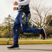 Teal Purple Banana Leaf Hawaii Jogger Pants Lau Maia Plumeria Tropical Summer Vibes LT14 - Polynesian Pride