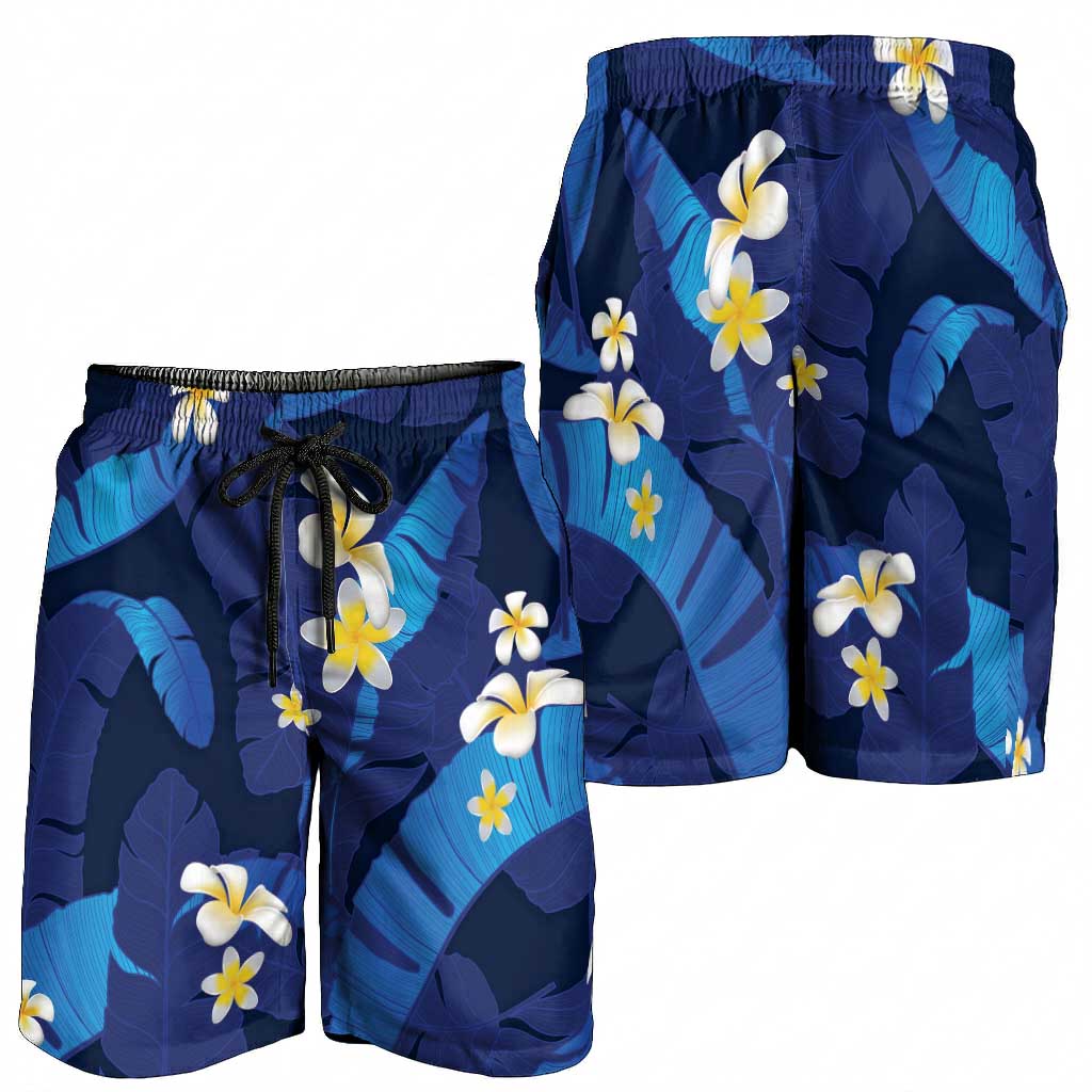 Teal Purple Banana Leaf Hawaii Shorts for Men Lau Maia Plumeria Tropical Summer Vibes LT14 - Polynesian Pride