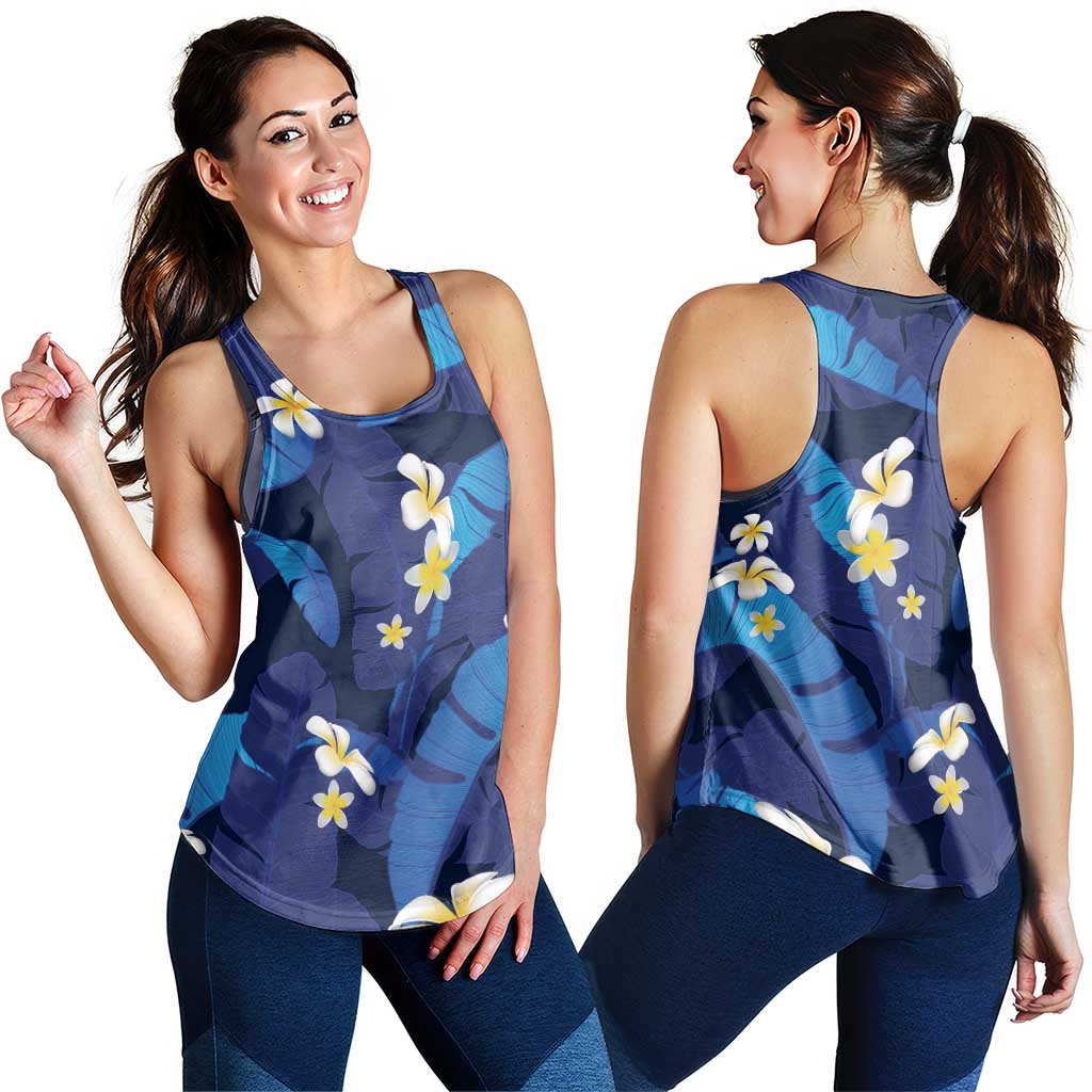 Teal Purple Banana Leaf Hawaii Women Racerback Tank Lau Maia Plumeria Tropical Summer Vibes LT14 - Polynesian Pride