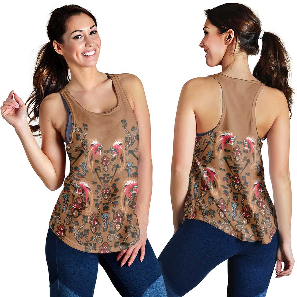 Terracotta Bird of Batik Papua Women Racerback Tank Exotic Natural Wealth of Papua LT9 - Polynesian Pride