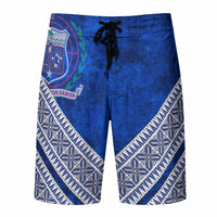 Toa Samoa Rugby Board Shorts 40th Anniversary Samoan Siapo Pattern LT14 Blue - Polynesian Pride