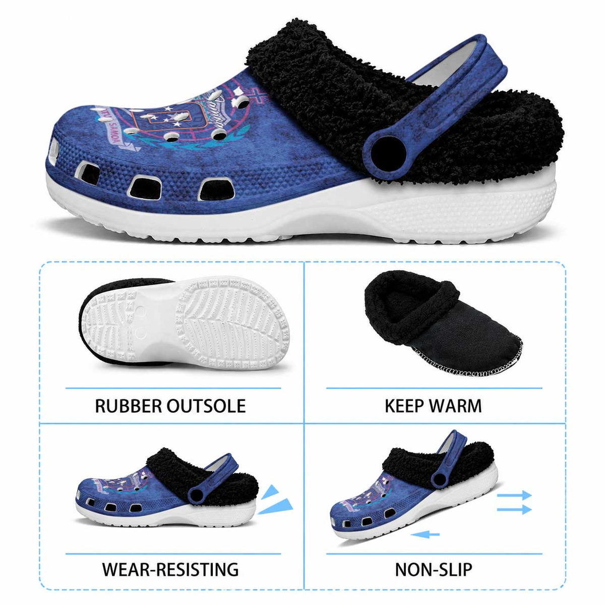Toa Samoa Rugby Fleece Clogs 40th Anniversary Samoan Siapo Pattern LT14 - Polynesian Pride