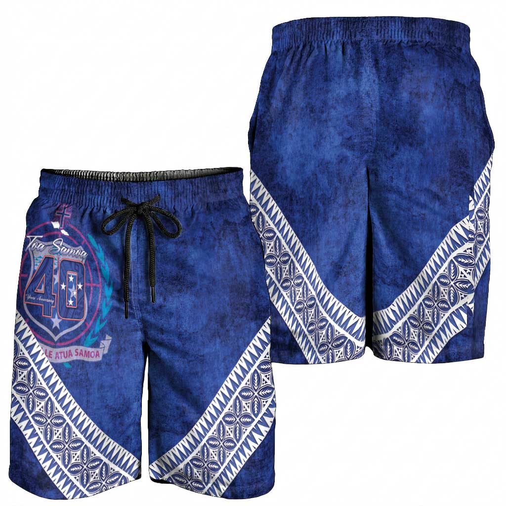 Toa Samoa Rugby Shorts for Men 40th Anniversary Samoan Siapo Pattern LT14 - Polynesian Pride