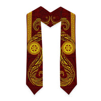 Tonga Ha'apai High School Graduation Stole Ngatu and Maori Ethnic Tribal Pattern