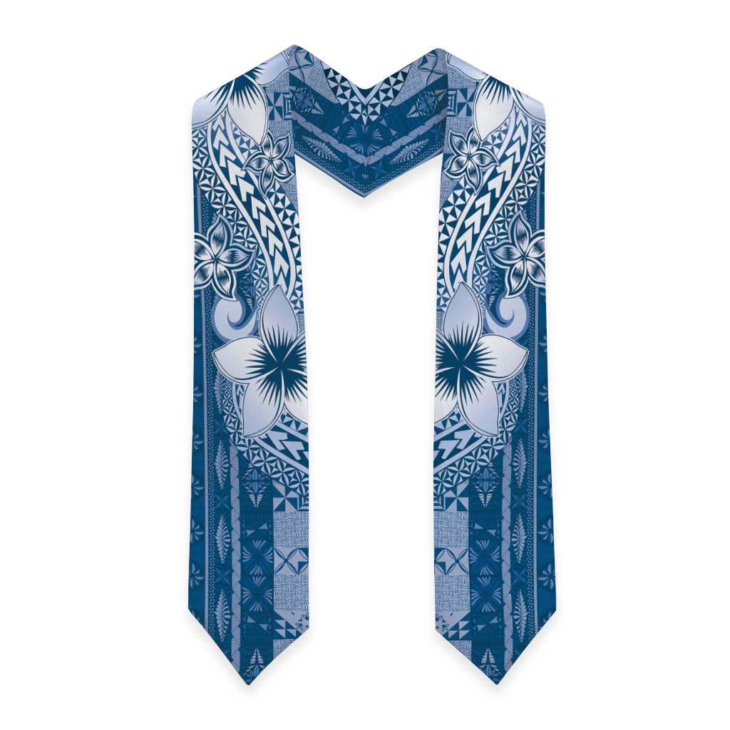 Tonga Kupesi Ngatu Graduation Stole Vintage Blue Plumeria