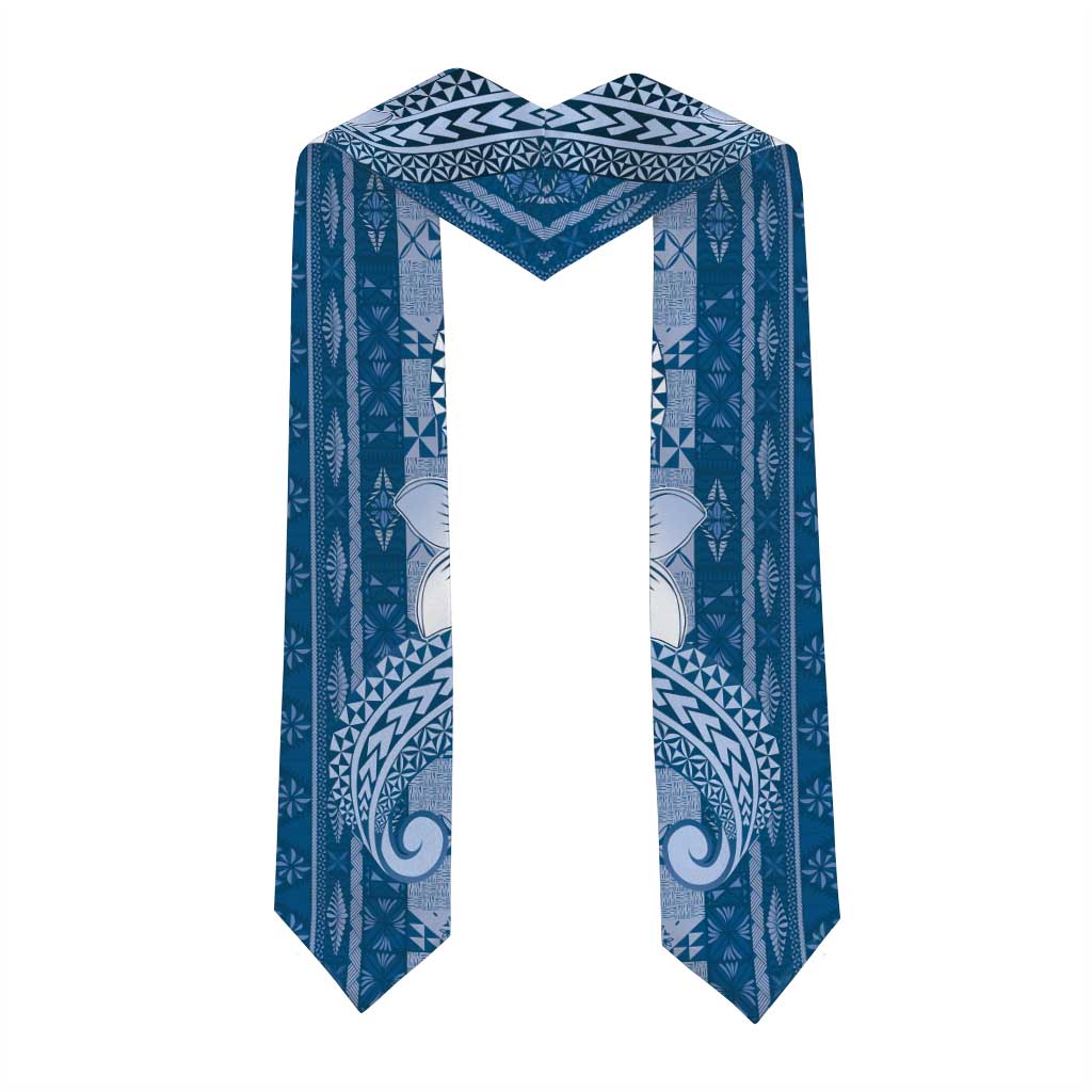 Tonga Kupesi Ngatu Graduation Stole Vintage Blue Plumeria