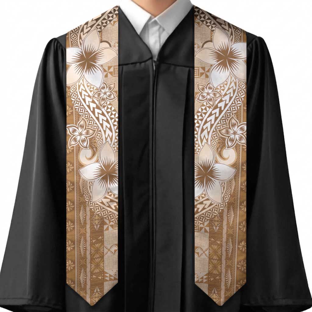Tonga Kupesi Ngatu Graduation Stole Vintage Brown Plumeria