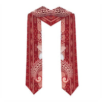 Tonga Kupesi Ngatu Graduation Stole Vintage Red Plumeria