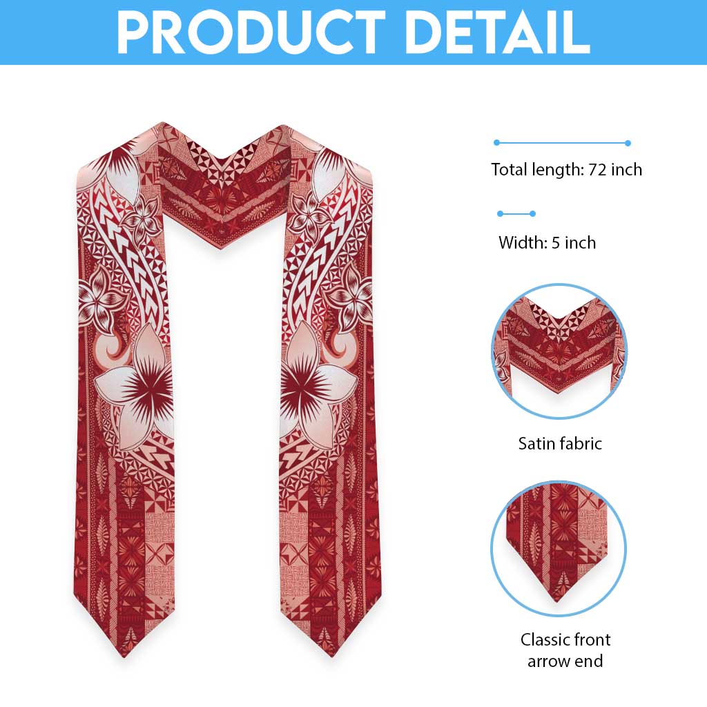 Tonga Kupesi Ngatu Graduation Stole Vintage Red Plumeria