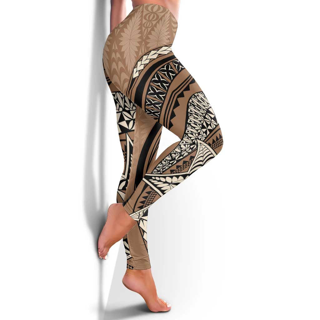 Tonga Ngatu Leggings Tokelau Classic Motifs LT7 - Polynesian Pride