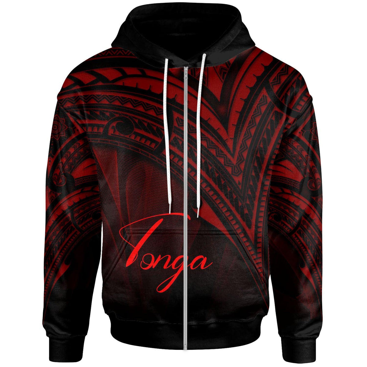 Tonga Hoodie Red Color Cross Style - Polynesian Pride
