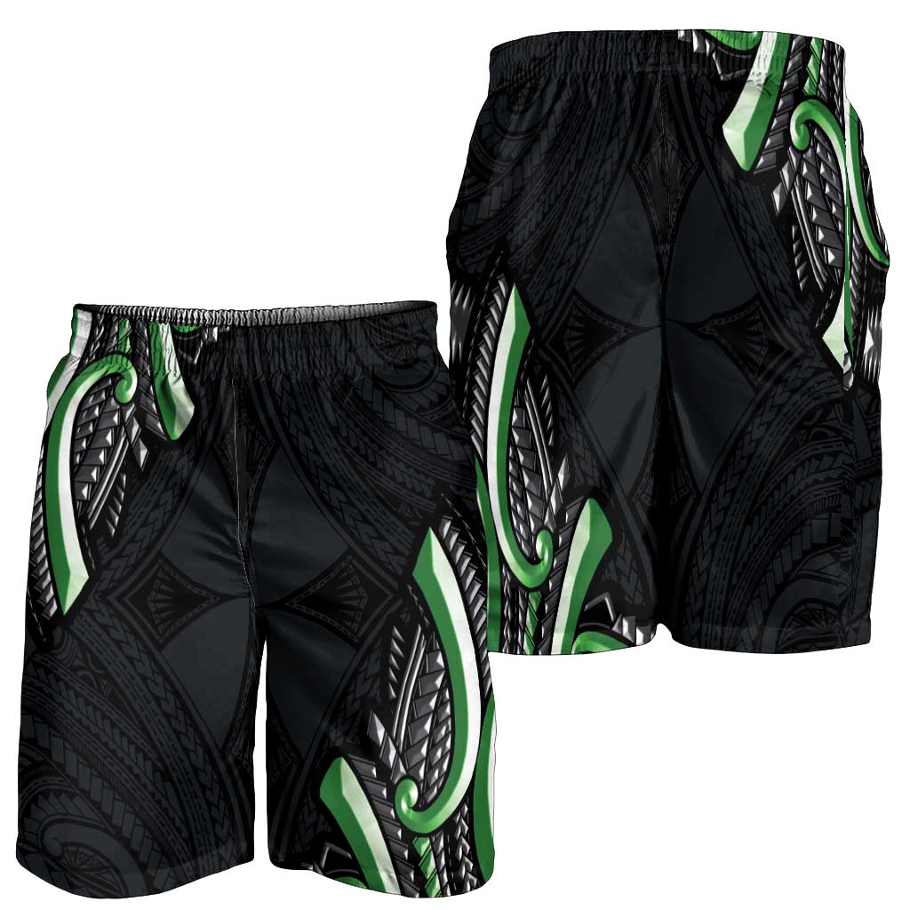 Traditional Art Hawaiian Kakau Tattoos Shorts for Men Green Color - Polynesian Pride