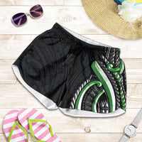 Traditional Art Hawaiian Kakau Tattoos Shorts for Women Green Color LT03