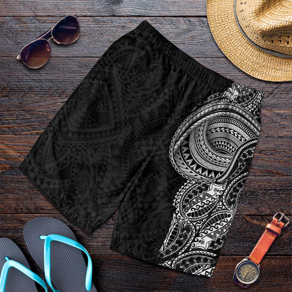 Traditional Polynesian Art Tattoos Shorts for Men Black Color - Polynesian Pride