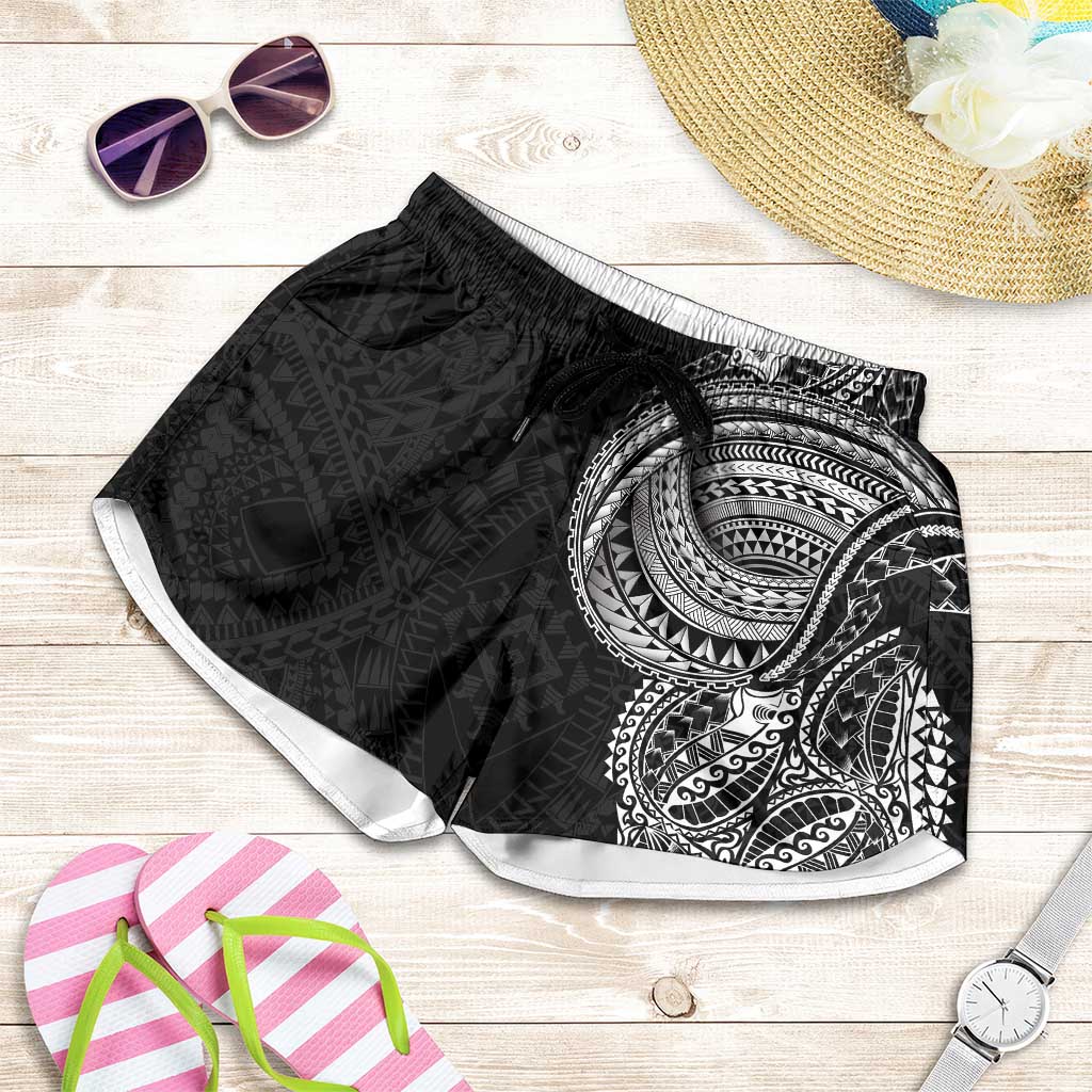 Traditional Polynesian Art Tattoos Shorts for Women Black Color LT03 Black - Polynesian Pride