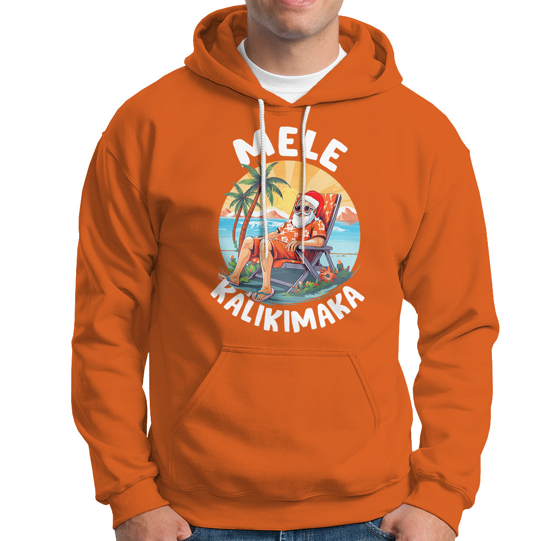 Mele Kalikimaka Tropical Hawaiian Christmas in Hawaii Sunbath Santa Hoodie TS02 Orange - Polynesian Pride