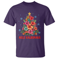 Tropical Hawaiian Hibiscus Christmas Tree Mele Kalikimaka T Shirt TS02 Purple - Polynesian Pride