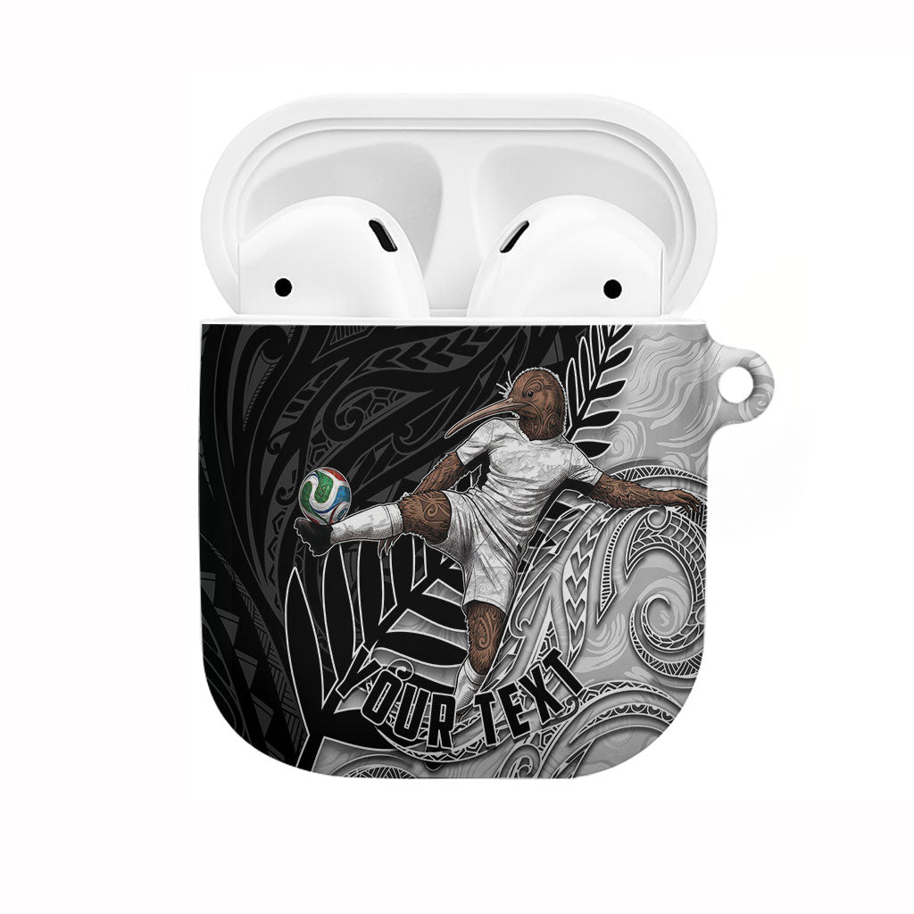 Personalized New Zealand Football AirPods Case Kiwi Mascot with Silver Fern - Maori Tribal Tattoo Art