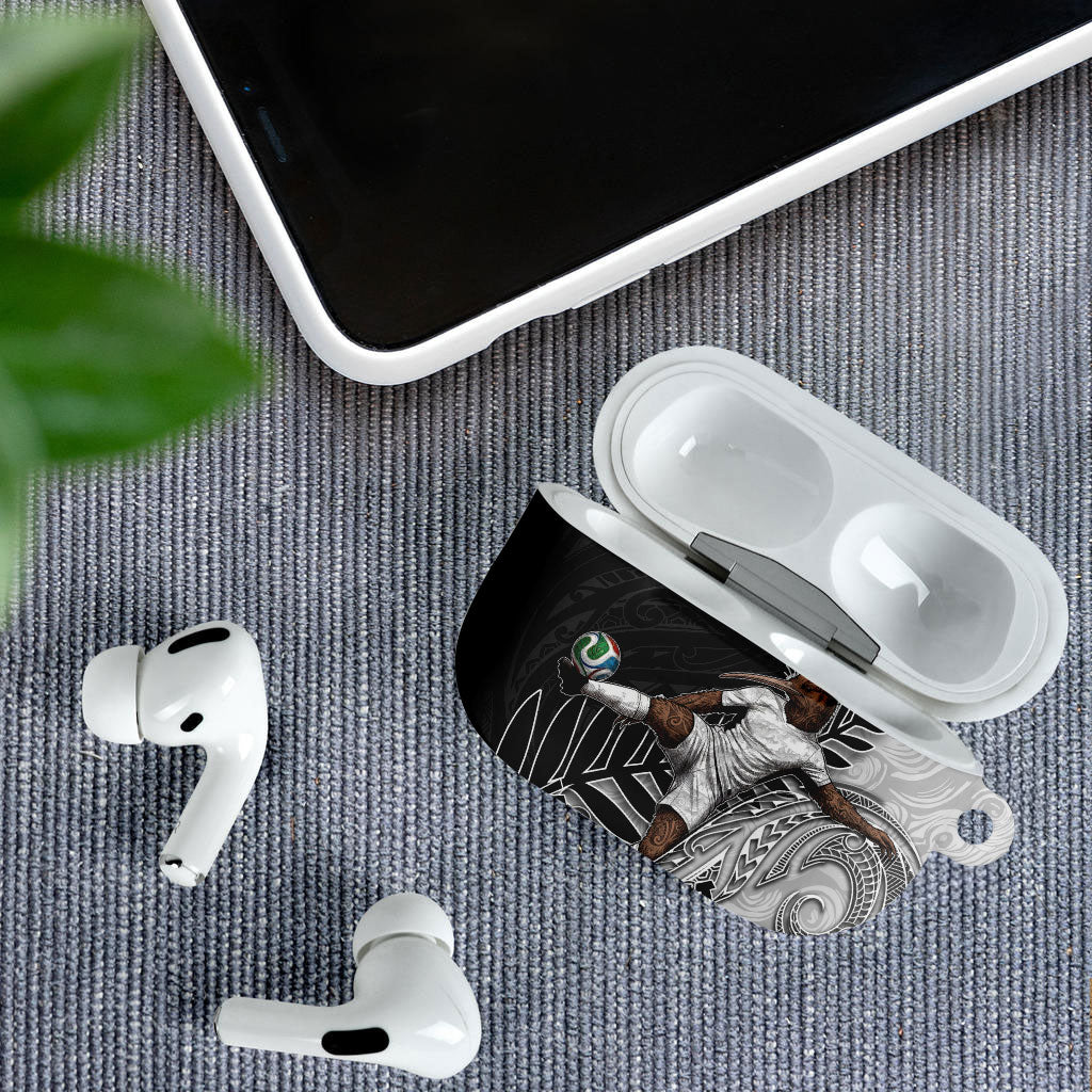 Personalized New Zealand Football AirPods Case Kiwi Mascot with Silver Fern - Maori Tribal Tattoo Art TS04 - Polynesian Pride