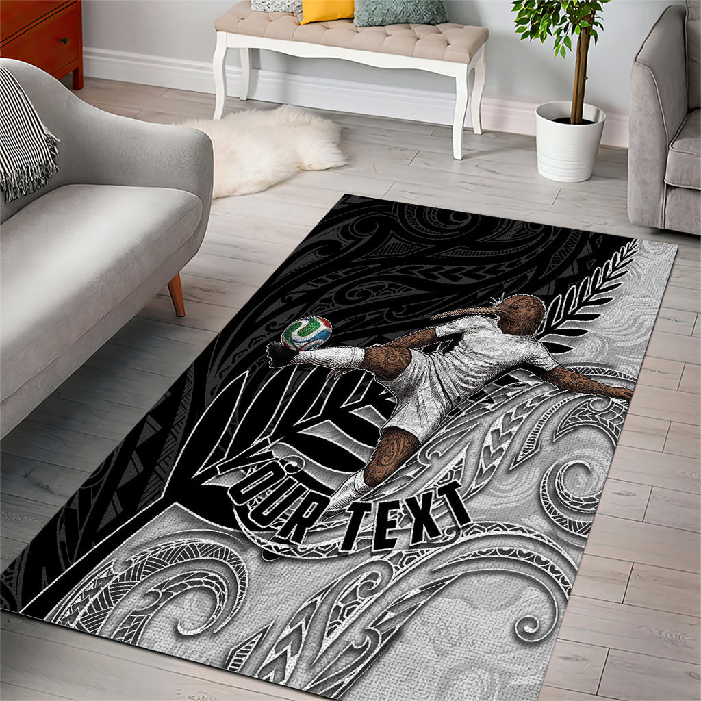 Personalized New Zealand Football Area Rug Kiwi Mascot with Silver Fern - Maori Tribal Tattoo Art TS04 - Polynesian Pride
