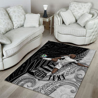Personalized New Zealand Football Area Rug Kiwi Mascot with Silver Fern - Maori Tribal Tattoo Art TS04 - Polynesian Pride
