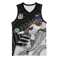 Personalized New Zealand Football Basketball Jersey Kiwi Mascot with Silver Fern - Maori Tribal Tattoo Art TS04 Unisex Black White - Polynesian Pride
