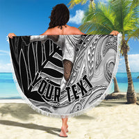 Personalized New Zealand Football Beach Blanket Kiwi Mascot with Silver Fern - Maori Tribal Tattoo Art TS04 - Polynesian Pride