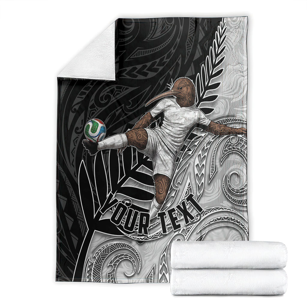 Personalized New Zealand Football Blanket Kiwi Mascot with Silver Fern - Maori Tribal Tattoo Art TS04 - Polynesian Pride