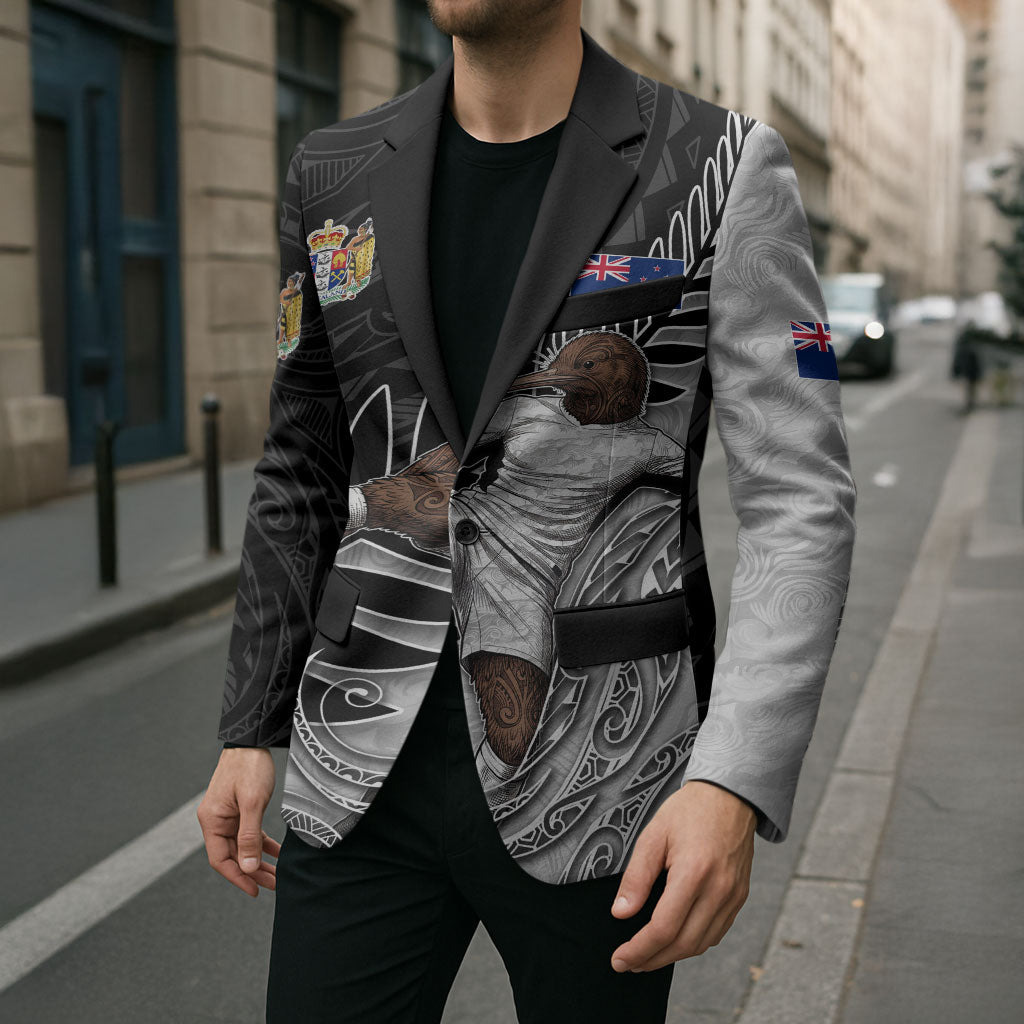 Personalized New Zealand Football Blazer Kiwi Mascot with Silver Fern - Maori Tribal Tattoo Art TS04 - Polynesian Pride
