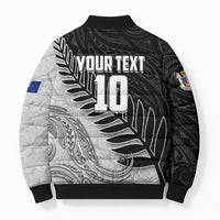 Personalized New Zealand Football Bomber Puffer Jacket Kiwi Mascot with Silver Fern - Maori Tribal Tattoo Art TS04 - Polynesian Pride