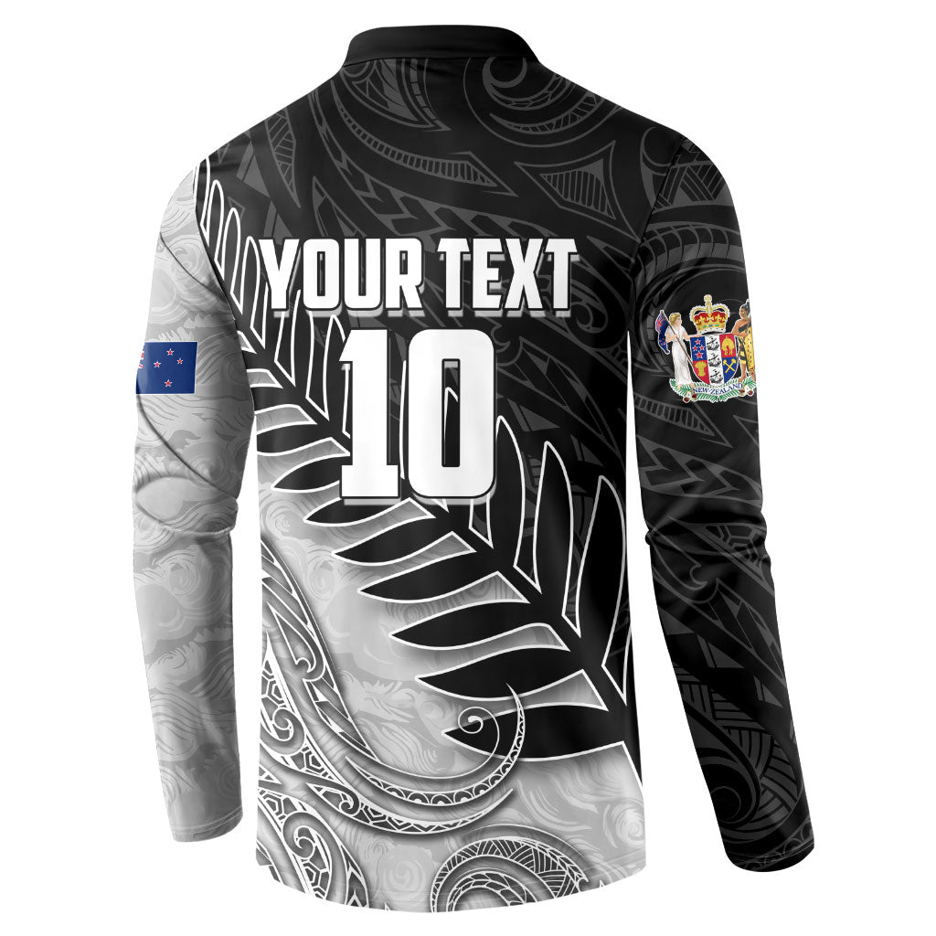 Personalized New Zealand Football Button Sweatshirt Kiwi Mascot with Silver Fern - Maori Tribal Tattoo Art TS04 - Polynesian Pride
