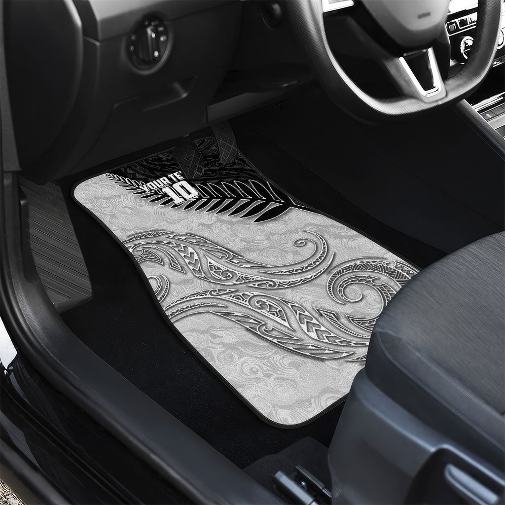 Personalized New Zealand Football Car Mats Kiwi Mascot with Silver Fern - Maori Tribal Tattoo Art TS04 - Polynesian Pride