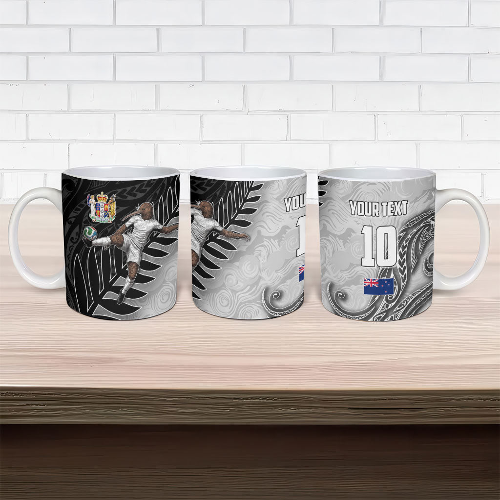 Personalized New Zealand Football Ceramic Mug Kiwi Mascot with Silver Fern - Maori Tribal Tattoo Art TS04 - Polynesian Pride