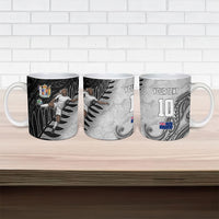 Personalized New Zealand Football Ceramic Mug Kiwi Mascot with Silver Fern - Maori Tribal Tattoo Art TS04 - Polynesian Pride