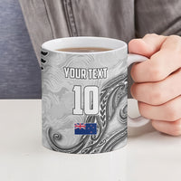Personalized New Zealand Football Ceramic Mug Kiwi Mascot with Silver Fern - Maori Tribal Tattoo Art TS04 - Polynesian Pride
