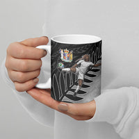 Personalized New Zealand Football Ceramic Mug Kiwi Mascot with Silver Fern - Maori Tribal Tattoo Art TS04 - Polynesian Pride