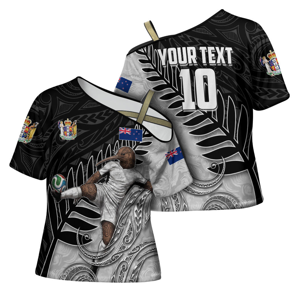 Personalized New Zealand Football Cross Shoulder Shirt Kiwi Mascot with Silver Fern - Maori Tribal Tattoo Art TS04 - Polynesian Pride