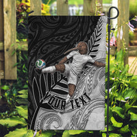 Personalized New Zealand Football Garden Flag Kiwi Mascot with Silver Fern - Maori Tribal Tattoo Art TS04 Garden Flag Black White - Polynesian Pride